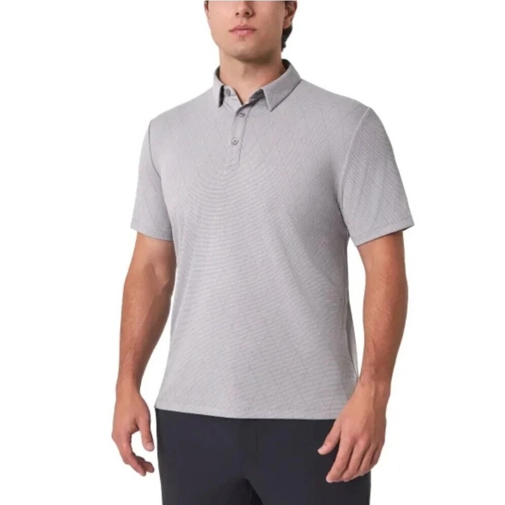 Modern Ambition Mens Short Sleeve Polo Shirt Gray Diamond Pattern 3XL New
